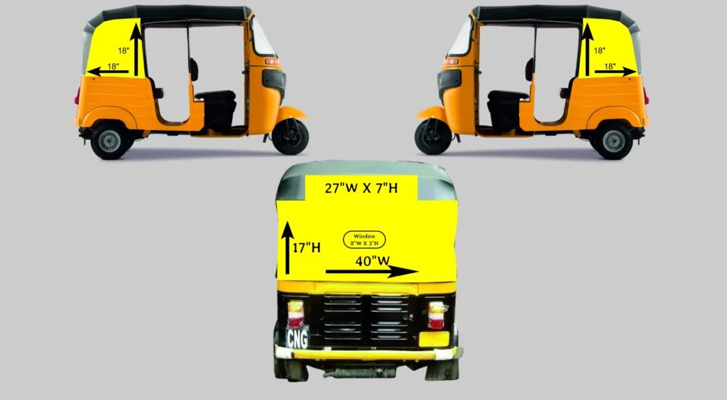 Auto RIckshaw hood Sizes